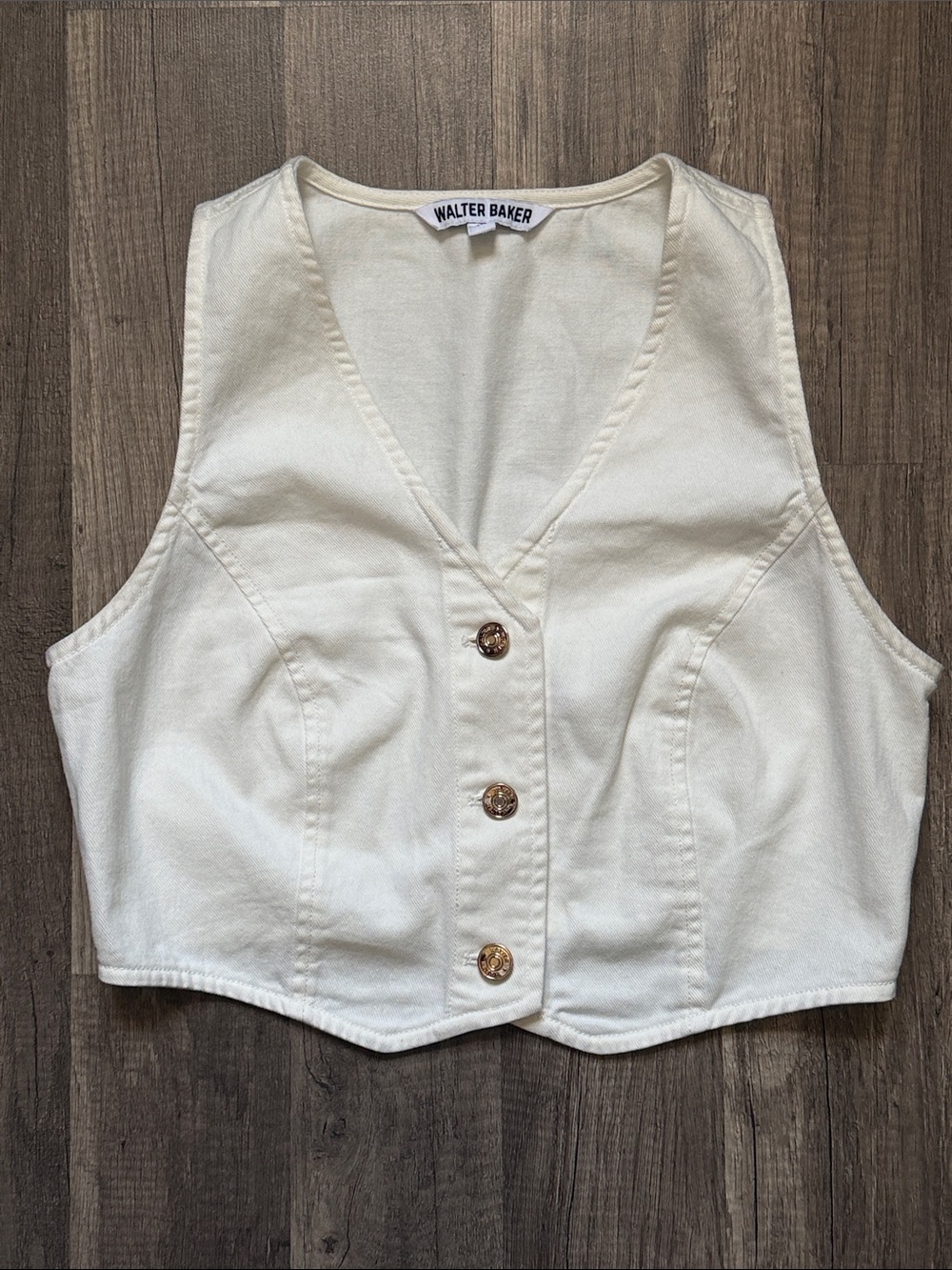 NWOT Walter Baker Cream Button-Front Crop Vest